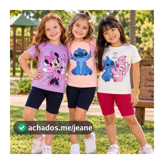 kit 6 peças Conjunto infantil Menina 3 camisetas e 3 bermudas verão roupa de menina TAM 2 ao 14 algodão.Rf1003