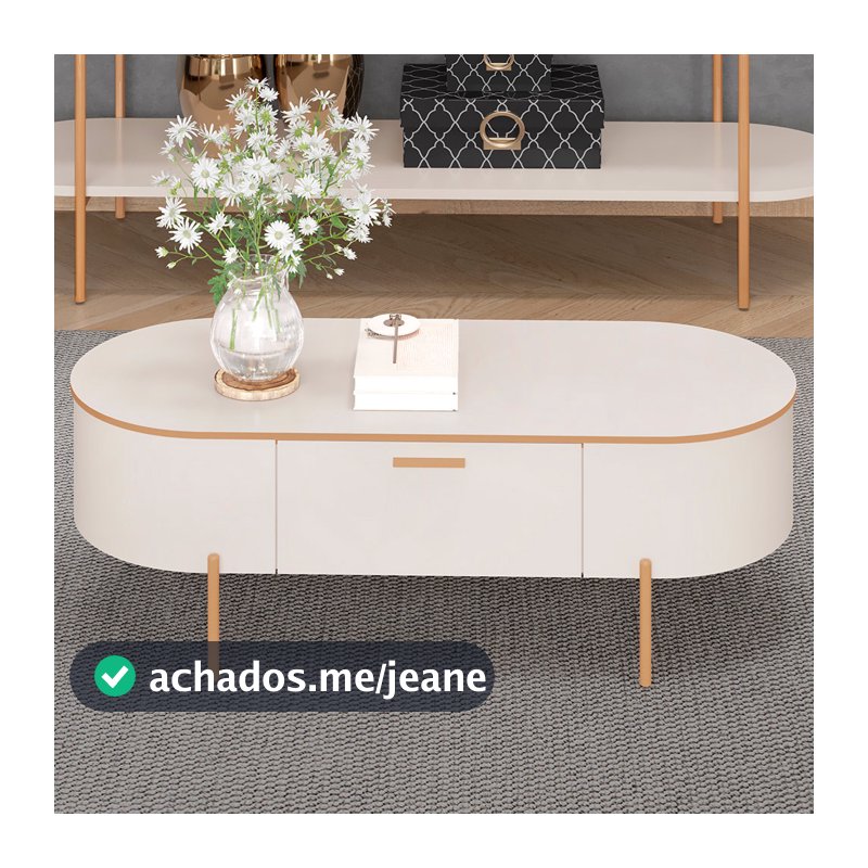 Mesa De Centro Decorativa Sala de Estar Orgânico Giverny D05 Off White - Lyam Decor
