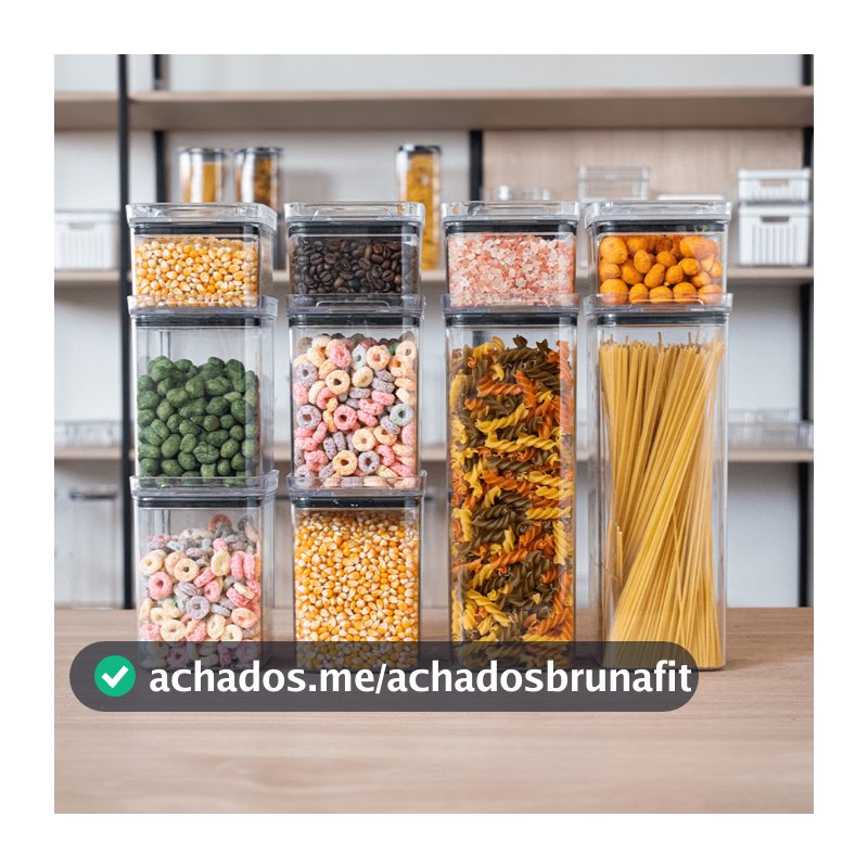 10 Potes Herméticos em Acrílico Cristal Porta Mantimentos para Cozinha Empilhável Organizador  Amobox