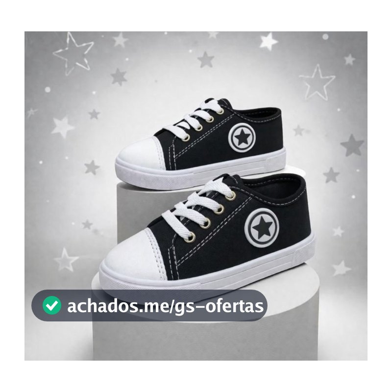 Tênis Infantil Sapatênis Casual Criança Modelo Unissex Preto Menino Menina Promoção Original