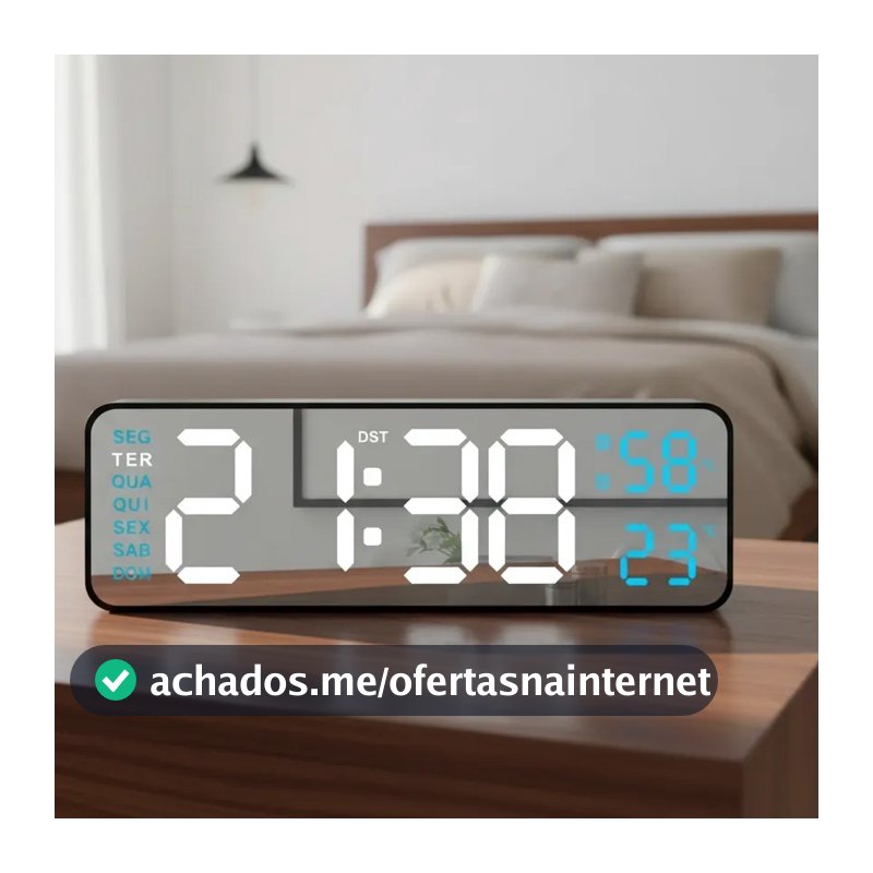 Relógio De Parede Digital Grande Temperatura E Umidade Semana Mostrador De Regulável Eletrônico LED De Mesa 12/24H