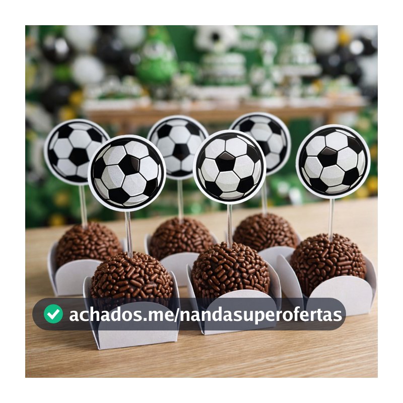 Topper Docinho Bola de Futebol para Brigadeiro Decoração Festa Infantil jogador Envio Imediato