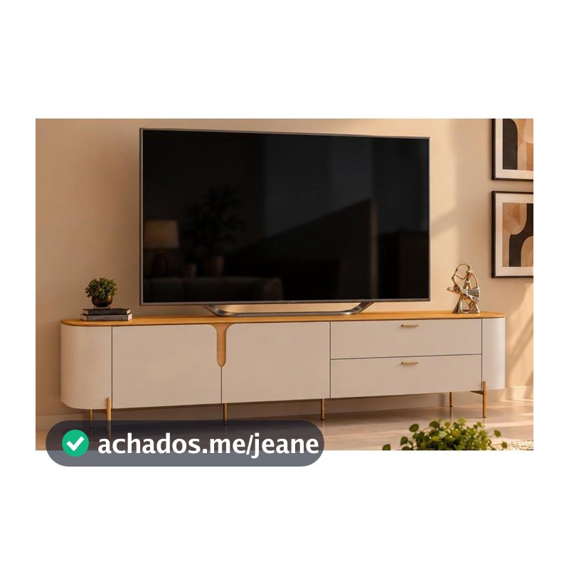 Rack Bancada p/ TV até 75 Pol Celine 100% MDF c/ Pés 241x57cm Bali/Cedro - DJ Móveis