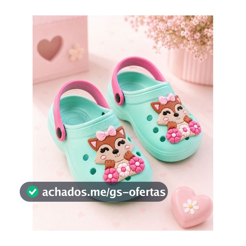 Sandália Infantil Feminina Babuche Para Menina Papete Raposinha feliz Confortável