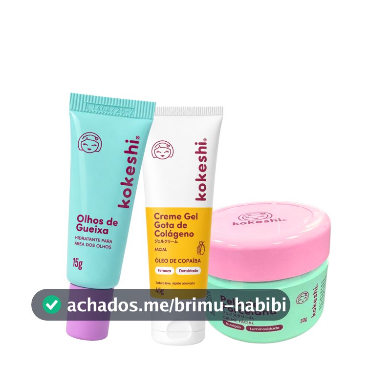 Kit Facial Kokeshi Completo 3 Passos Hidratação e Colágeno