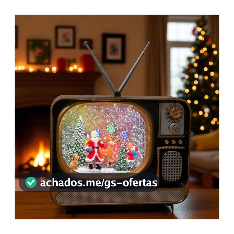Enfeite Natalino Musical Luz E Som Televisão Decoração Natal Colorido Tevelisão Natal