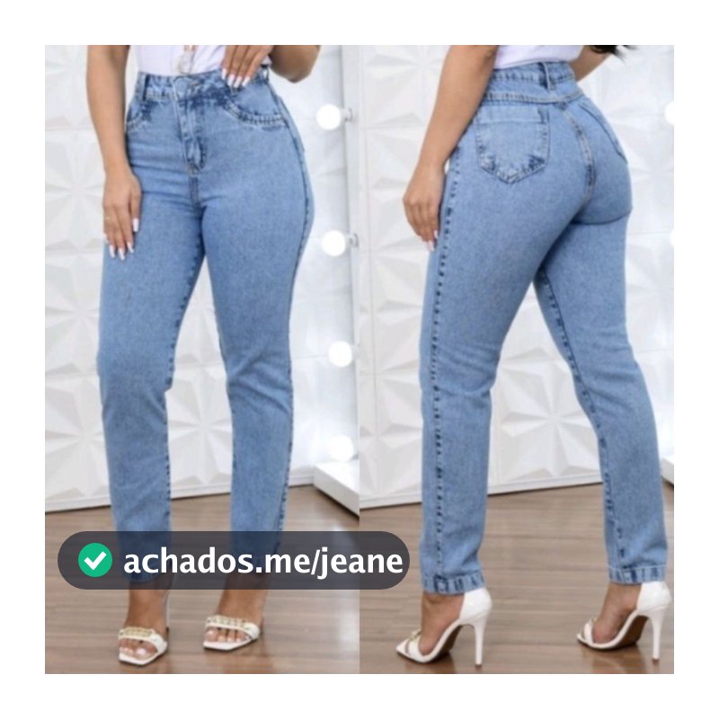 Calça Jeans Feminina Shopee Mom Cintura Alta Tecido Grosso Premium Lisa Trabalho Premium Marmorizada