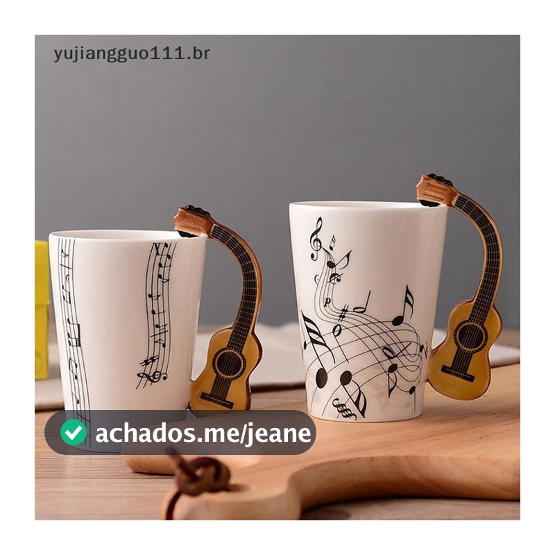 # Novo 240ml Música Criativa Caneca De Cerâmica Guitarra Violino Estilo Bonito Café Chá Leite Stave Canecas E Copos Com