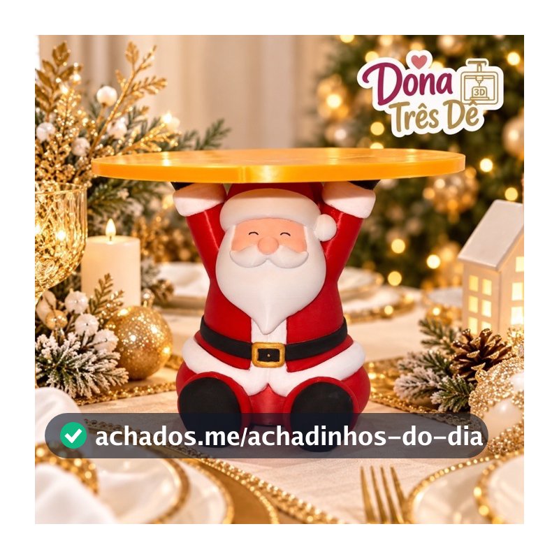Porta Panetone Papai Noel 3D | Suporte para Panetone 500g | Decoração Natal Mesa Posta