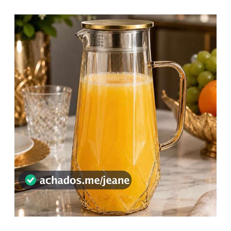 JARRA DE VIDRO BOROSSILICATO AMBAR  E FUME COM TAMPA  EM INOX  1,4L - JARRA LUXO