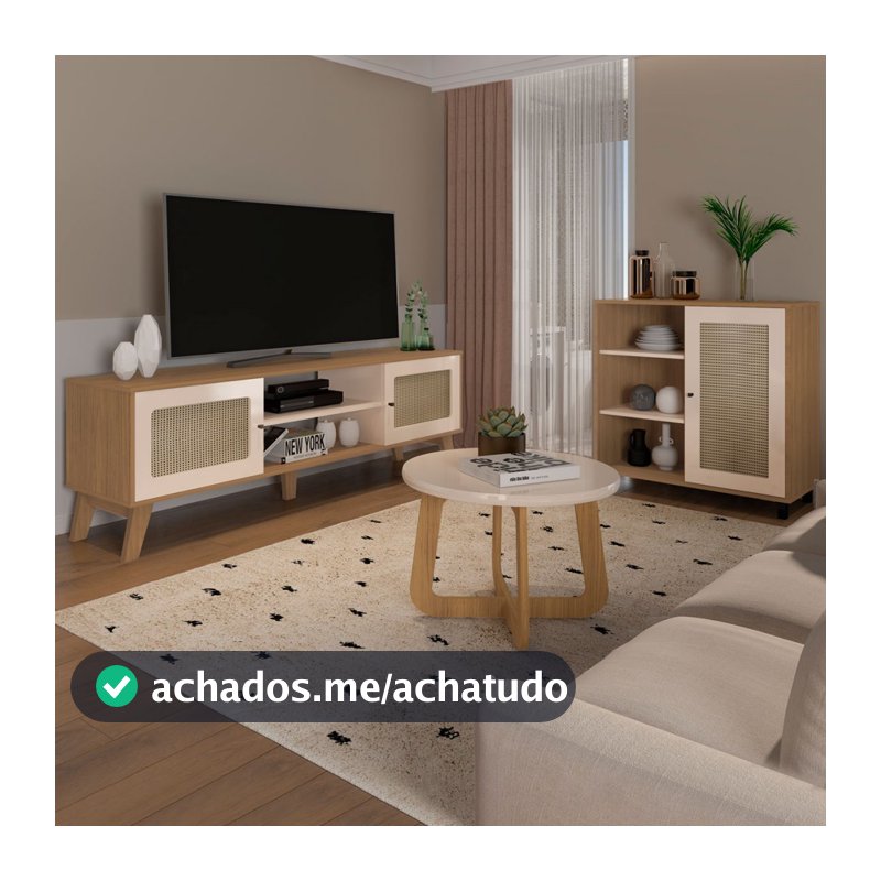 Sala de Estar Completa para TV até 75 Polegadas Charlotte 3 Portas