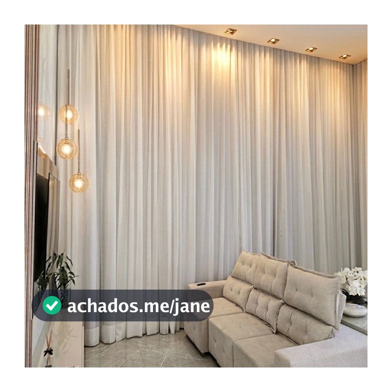 Cortina Trilho Suíço Duplo Voil Linho + Forro Blackout 5,00 x 2,30/2,40/2,50/2,60/2,70/2,80 Alto Padrão