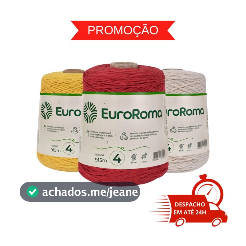 Barbante Euroroma número 4 fios - 915m - VÁRIAS CORES - PRONTA ENTREGA