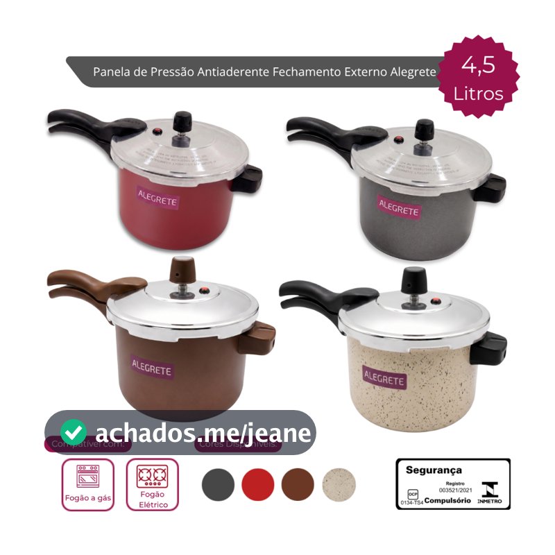 Panela Pressão 4,5 Litros Fechamento Externo Antiaderente