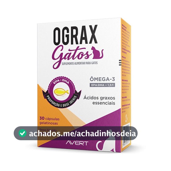 Suplemento Alimentar Para Gato Ograx Gatos 30 Cápsulas Avert