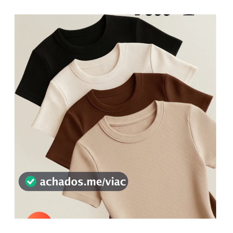 Kit 4 Blusas Feminina Ribana Canelado Básica Casual Estilosa Tendência Verão