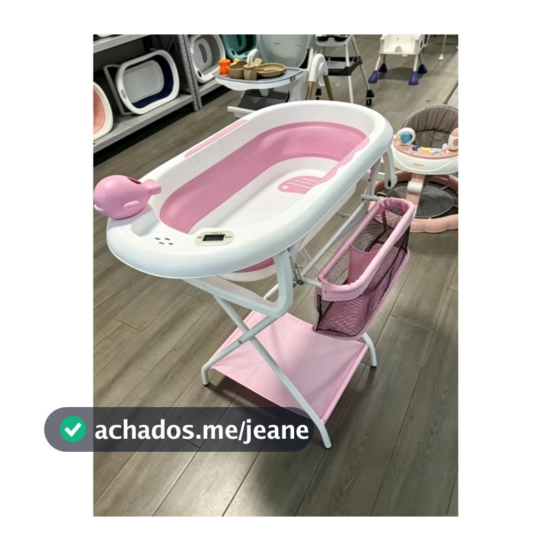 Banheira Para Bebê Com Suporte E Assento Redutor Confortável E Segura Termometro Banho Premium