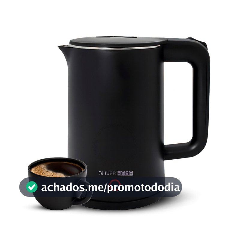 Chaleira Elétrica Térmica Moderno 1.5 L preta e branca 110V/220v OliverHome