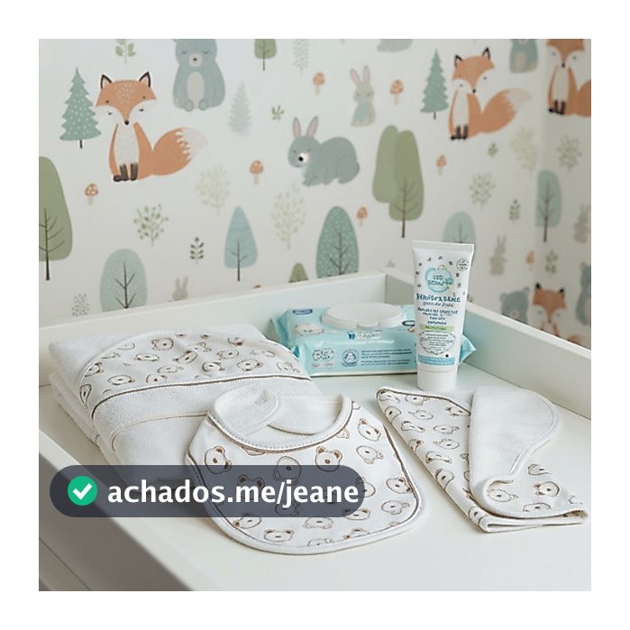 Kit Toalha de Banho Fralda Babador Toalha de Boca 03 un algodão enxoval bebê RN cha revelação