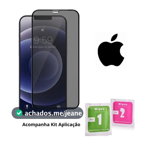 Película IPhone Privacidade de Vidro 3D Anti-Espião Todos Modelos IOS XS XR 11 12 13 14 15 16 17 18 Pro Max