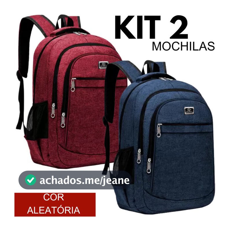 Kit 2 Mochilas Bolsa Viagem Resistente Coreana Masculina Feminina- Cor Aleatória