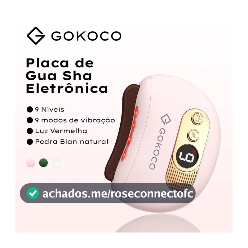 GOKOCO Massageador Elétrico Gua Sha Facial e Corporal Pedra Bian com Luz Vermelha, Aquecimento e Vibração 9 Níveis