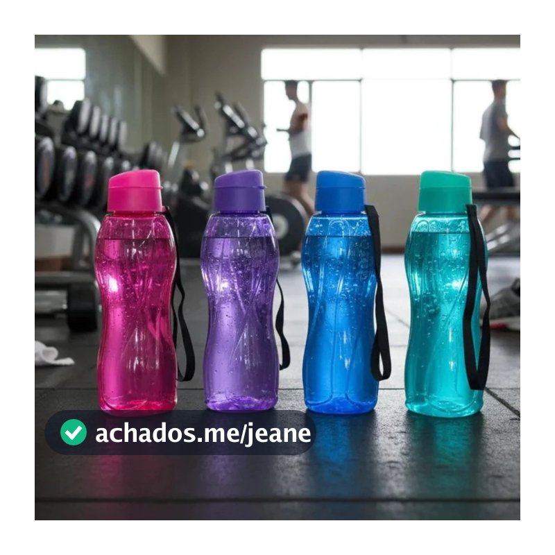Garrafa 1,1L Squeeze PET Academia com Alça Flip Top 1 Litro Fitness Escolar