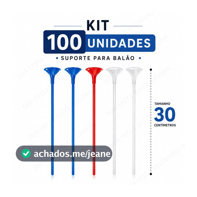 30, 50 e 100 Unidades de Pega Balão Com Vareta 30 cm Suporte Haste Bexiga Decoração Festa Aniversário Chá Revelação