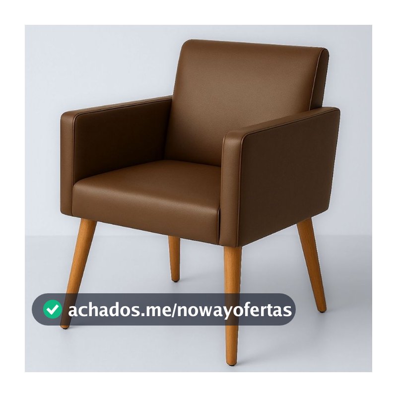 Poltrona Decor para Sala de Espera Estofada Recepção Tecido Corino Pés de Madeira