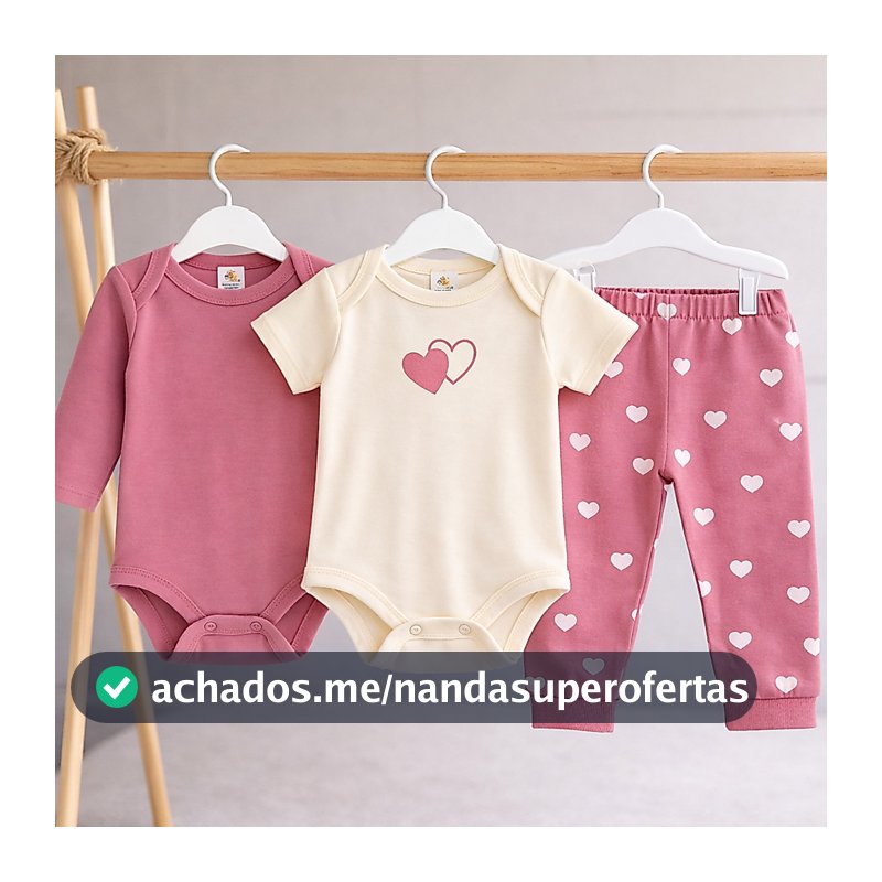 Conjunto Menina 3 Peças Roupa De Bebê Feminina Enxoval Algodão Kit Body Premium Conforto Total