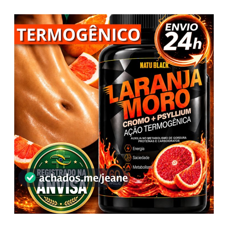 Laranja Moro Natural REGISTRADO NA ANVISA Original Picolinato de Cromo + Psyllium Termogenico