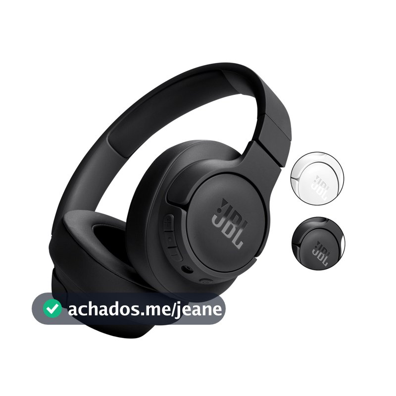 Fone de Ouvido Tune 720BT Jbl Bluetooth On Ear Pure Bass Preto Branco Recarregável Cabo Destacável