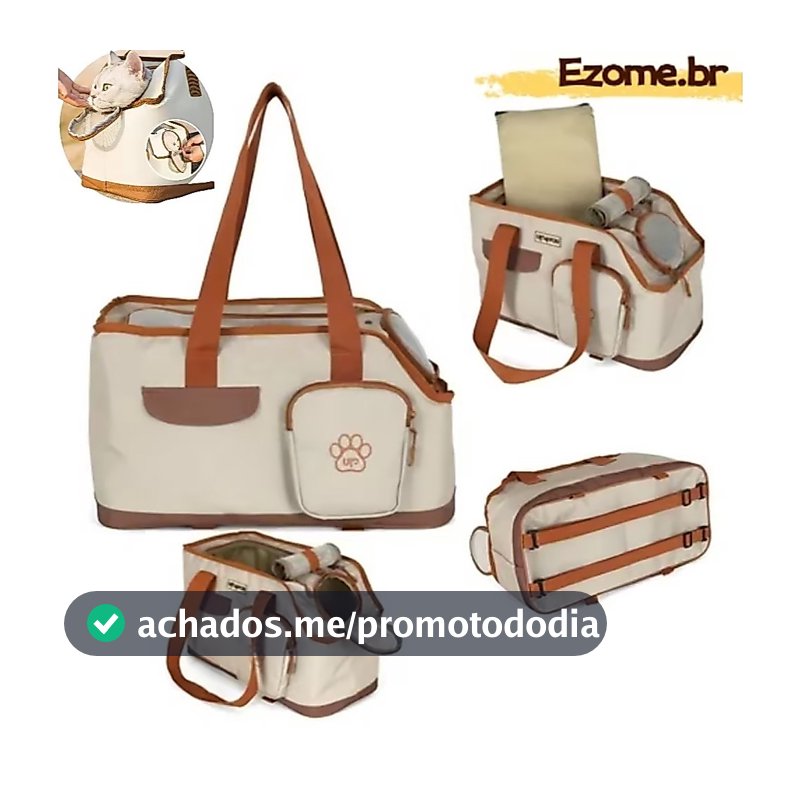 Bolsa Transporte e Passeio Veículo Bege para cachorro e gato