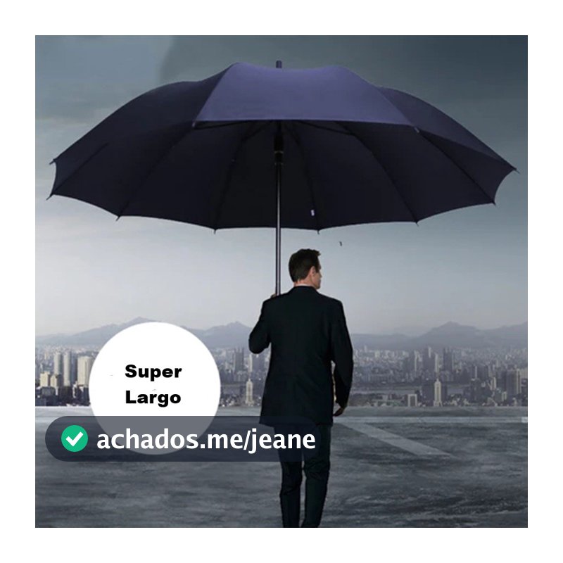 Guarda Chuva Grande 1,40 cm Preto Liso Reforçado Cabo Reto ou Curvado Contra Ventos