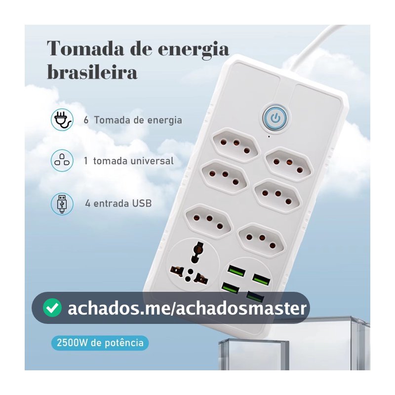 Filtro de Linha 7 Tomadas + 4 USB Bivolt: Extensão 2m com Proteção Total