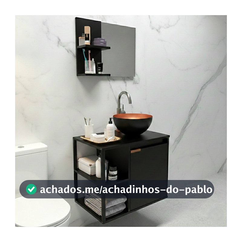 QUEIMA DE ESTOQUE - Kit Completo com Gabinete Retrô Industrial para Banheiro + Cuba e Espelho