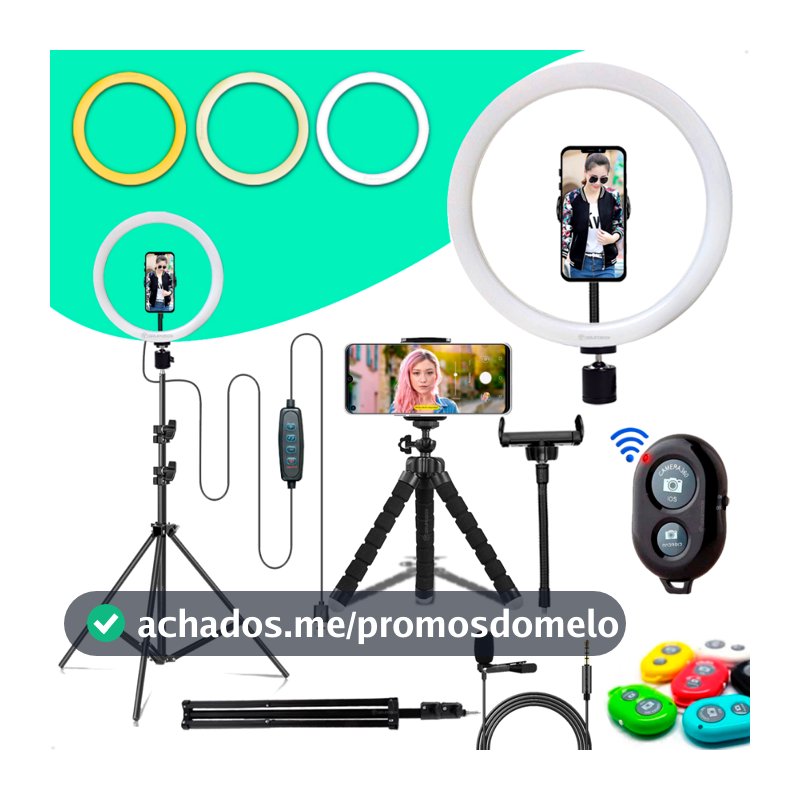 Kit Youtuber Ring Light 10 Polegadas Completo Iluminação Profissional Blogueiro Articulada Bivolt