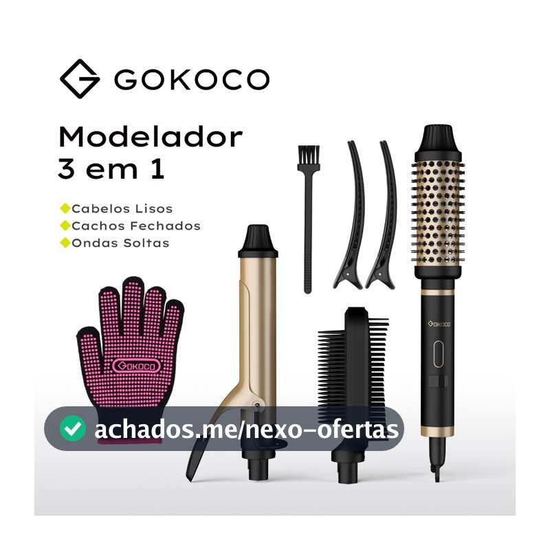 GOKOCO 3 Em 1 Multifuncional Paramodelar Modelador De Cachos Aparelho Cabelo liso Cachos Curtos E Grandese Ondulados