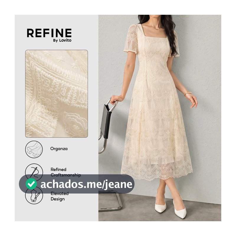 (Refine by Lovito) Vestido Elegante Primavera/verão Cor Damasco para mulheres Bordado Festa/Formal LR41E330