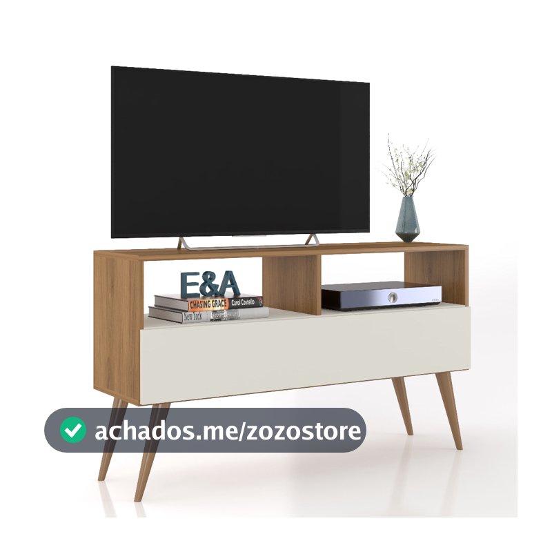 Rack Bancada E&A Tv 43 Pol. Sala Com Pes Retro 1 Gaveteiro - Cor