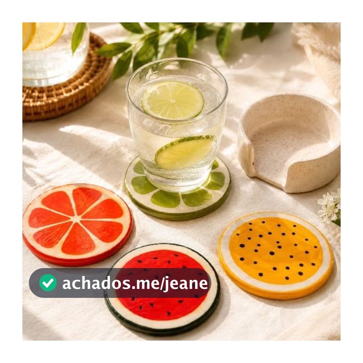 Kit Porta Copos Frutas Artesanal com Suporte | Decoração Mesa Posta