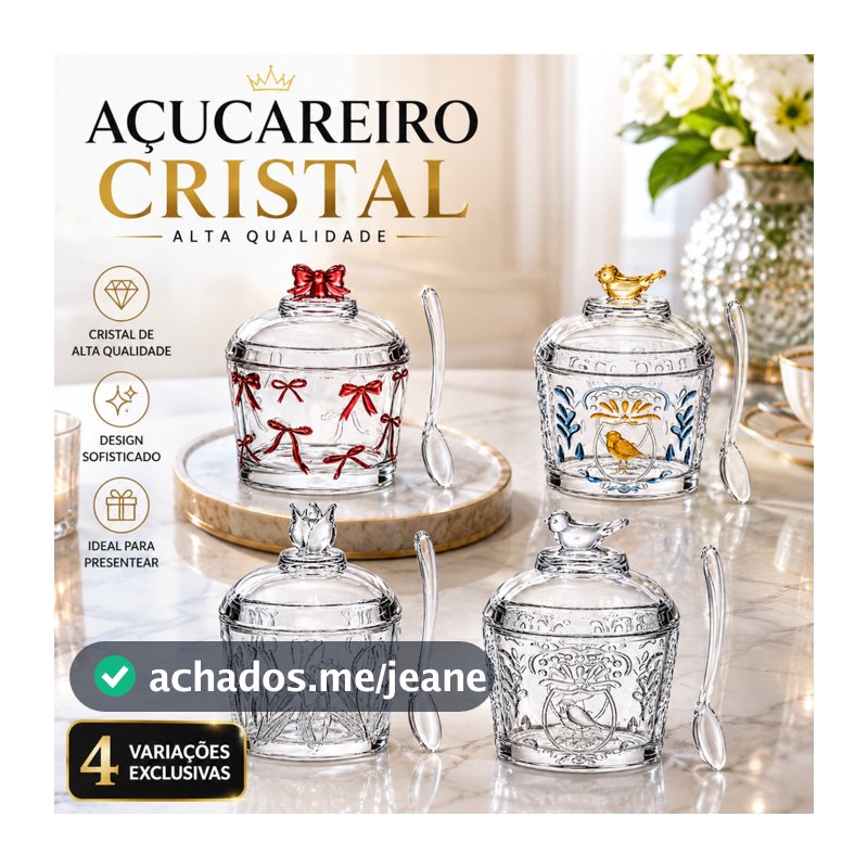 Açucareiro Porta Açúcar Em Cristal Luxo Alta Qualidade Serve Como Porta Condimentos Mesa Posta