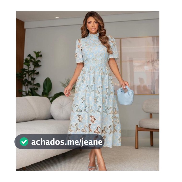 Vestido Midi Feminino Renda Richilieu Gola Alta Forrado Moda Modesta Elegante