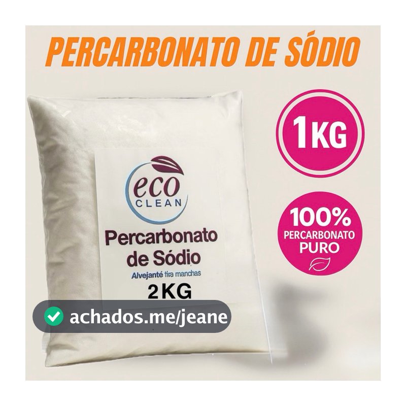 Percarbonato De Sódio 2KG 100% Alvejante Tira Manchas Roupas Brancas Coloridas Limpeza 2kg/1kg/500G