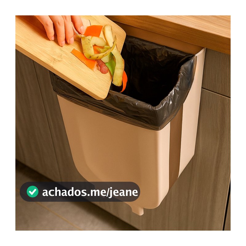 Lixeira Dobrável de Armário 6L Porta de Pia Cozinha - Acoplável - Ideal para Bancada e Pia