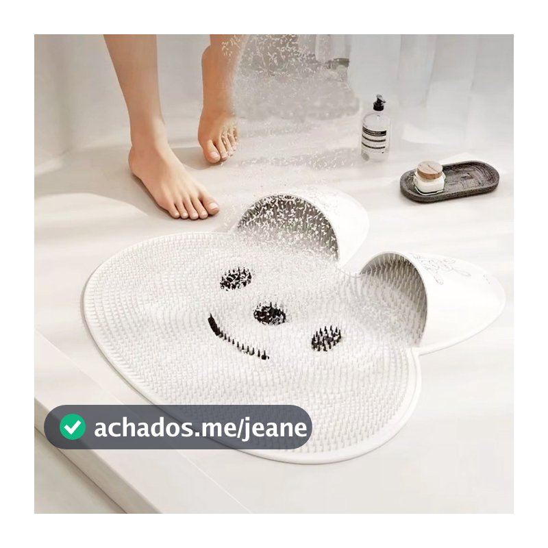 Tapete De Banho De Silicone Em Forma De Coelho Com Antiderrapante e Massagem Esfoliante