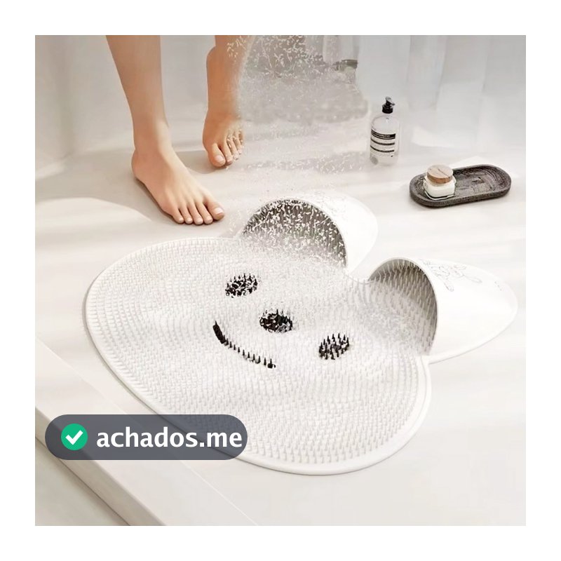 Tapete De Banho De Silicone Em Forma De Coelho Com Antiderrapante e Massagem Esfoliante