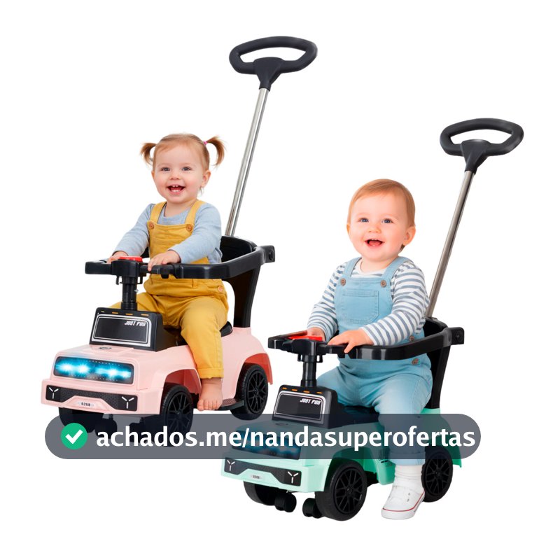 Carrinho Passeio Jip Jipe Infantil Empurrador Quadriciclo Criança Presente Bebê Andador Rosa, Verde