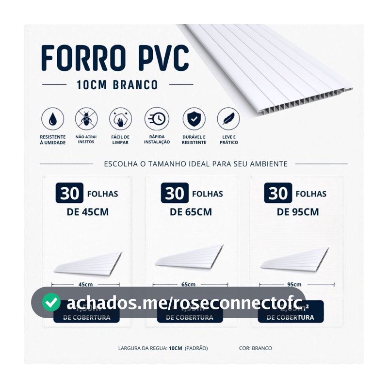Forro PVC 30 Folhas Branco Frisado 10cm. Praticidade, Beleza e Durabilidade. Tamanhos variados.