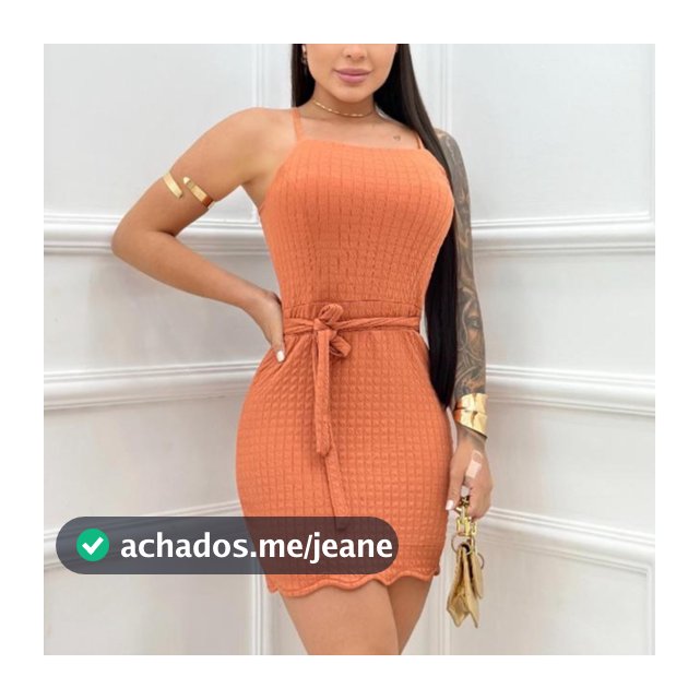 Vestido Tubinho de Alça com Amarração que Modela a Cintura - Vestido Colado Blogueira